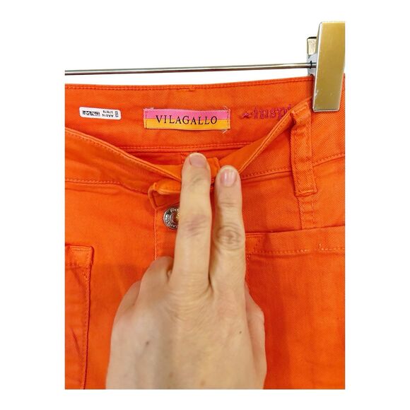 Vilagallo Women’s Front Pocket Jeans Pants Sz 44 = US 12 Orange Button Fly E23 - Picture 3 of 7